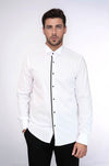 Men's White Slim Fit Tuxedo Shirt with Black Stripe Detail | Wessi