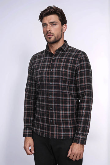 Men's Black Slim Fit Plaid Lumberjack Shirt | Wessi