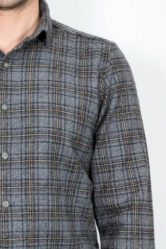 Men's Grey Slim Fit Plaid Lumberjack Shirt | Wessi
