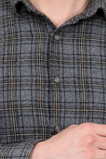 Men's Grey Slim Fit Plaid Lumberjack Shirt | Wessi