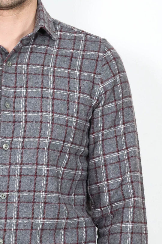 Men's Grey Slim Fit Checked Lumberjack Shirt | Wessi