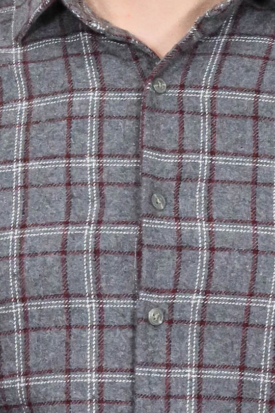 Men's Grey Slim Fit Checked Lumberjack Shirt | Wessi