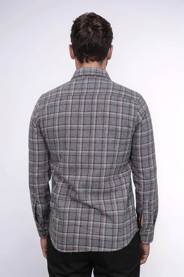 Men's Grey Slim Fit Checked Lumberjack Shirt | Wessi