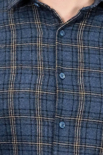 Men's Navy Blue Slim Fit Plaid Lumberjack Shirt | Wessi