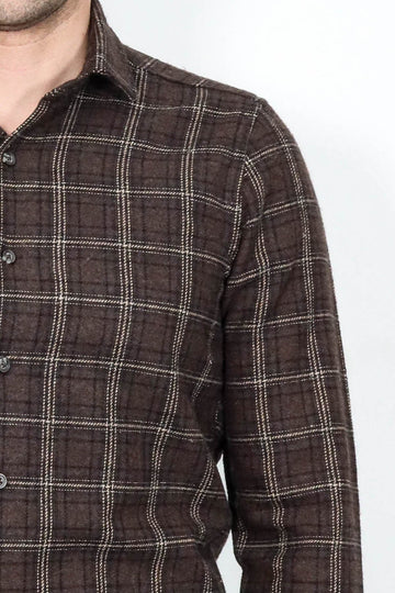 Men's Brown Slim Fit Checked Lumberjack Shirt | Wessi