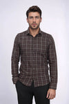 Men's Brown Slim Fit Checked Lumberjack Shirt | Wessi
