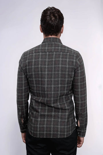 Men's Brown Slim Fit Checked Lumberjack Shirt | Wessi