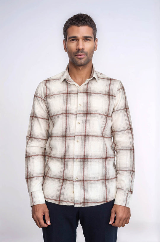 Men's Brown Slim Fit Plaid Lumberjack Shirt | Wessi
