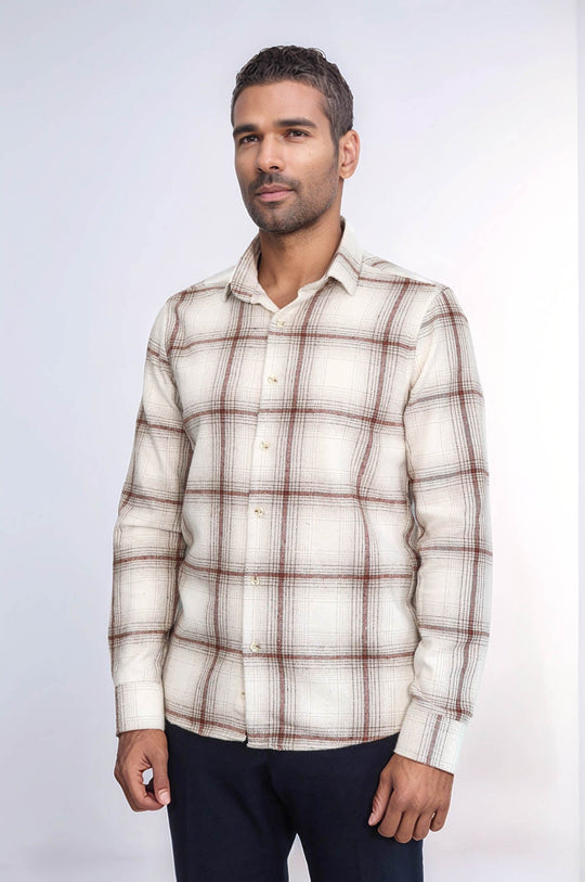 Men's Brown Slim Fit Plaid Lumberjack Shirt | Wessi