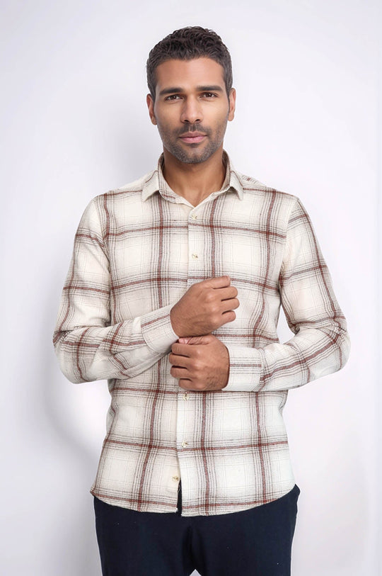 Men's Brown Slim Fit Plaid Lumberjack Shirt | Wessi