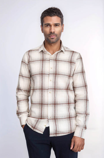 Men's Brown Slim Fit Plaid Lumberjack Shirt | Wessi