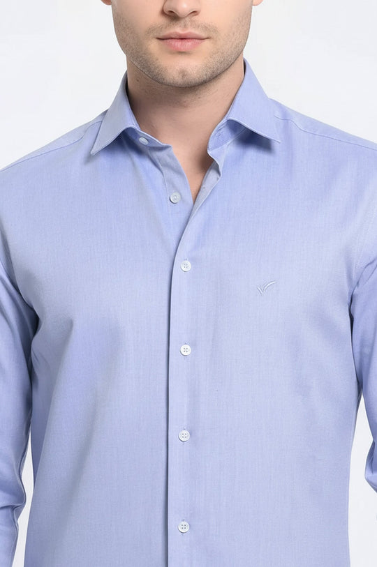 Men's Navy Blue Slim Fit Oxford Patterned Shirt | Wessi