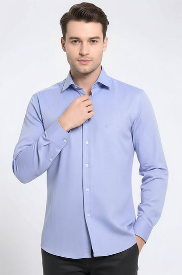 Men's Navy Blue Slim Fit Oxford Patterned Shirt | Wessi