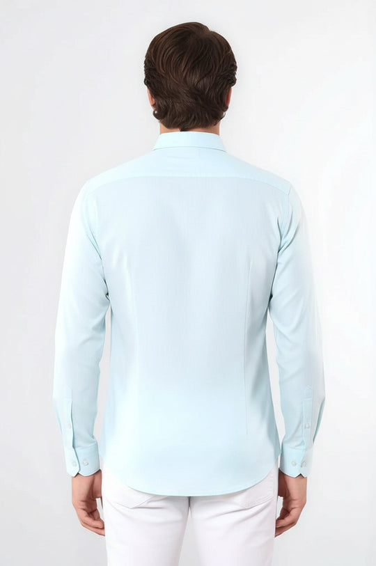 Men's Green Oxford Patterned Slim Fit Long Sleeve Shirt | Wessi