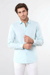 Men's Green Oxford Patterned Slim Fit Long Sleeve Shirt | Wessi
