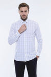 Men's White Slim Fit Plaid Shirt | Wessi