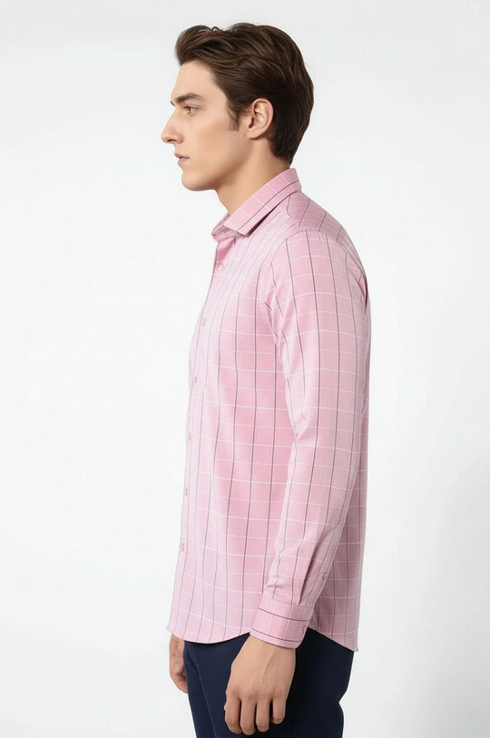 Men's Red Plaid Slim Fit Long Sleeve Shirt | Wessi
