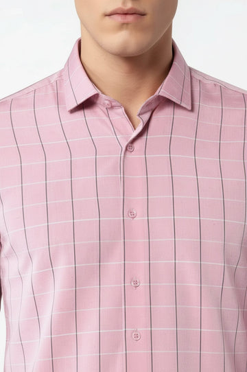 Men's Red Plaid Slim Fit Long Sleeve Shirt | Wessi