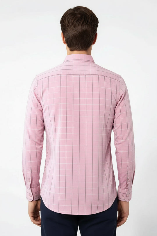 Men's Red Plaid Slim Fit Long Sleeve Shirt | Wessi