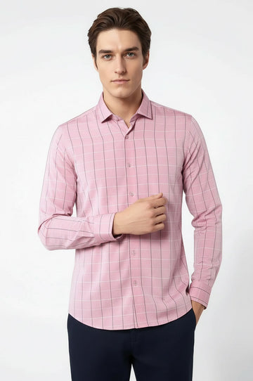 Men's Red Plaid Slim Fit Long Sleeve Shirt | Wessi