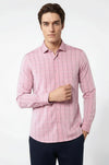 Men's Red Plaid Slim Fit Long Sleeve Shirt | Wessi