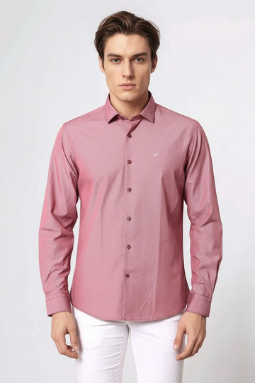 Men's Burgundy Striped Slim Fit Long Sleeve Shirt | Wessi