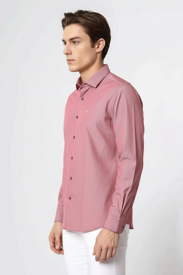 Men's Burgundy Striped Slim Fit Long Sleeve Shirt | Wessi