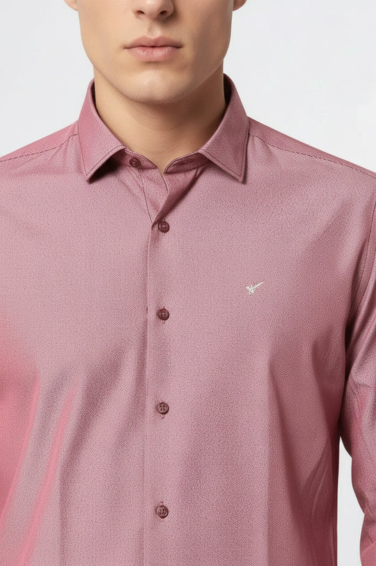 Men's Burgundy Striped Slim Fit Long Sleeve Shirt | Wessi