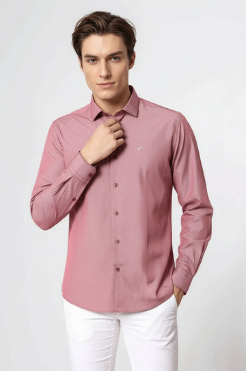Men's Burgundy Striped Slim Fit Long Sleeve Shirt | Wessi
