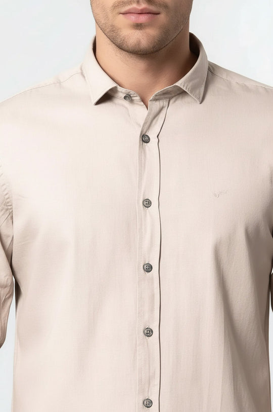 Patterned Slim Fit Beige Shirt | Wessi
