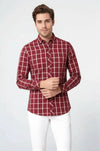 Plaid Slim Fit Burgundy Shirt | Wessi