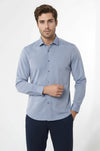Self-Patterned Slim Fit Blue Shirt | Wessi