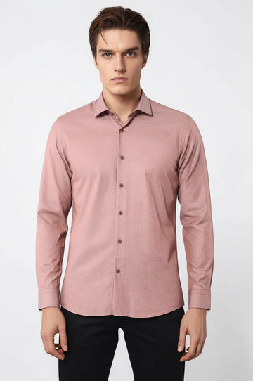 Men's Brown Dot Patterned Slim Fit Long Sleeve Shirt | Wessi