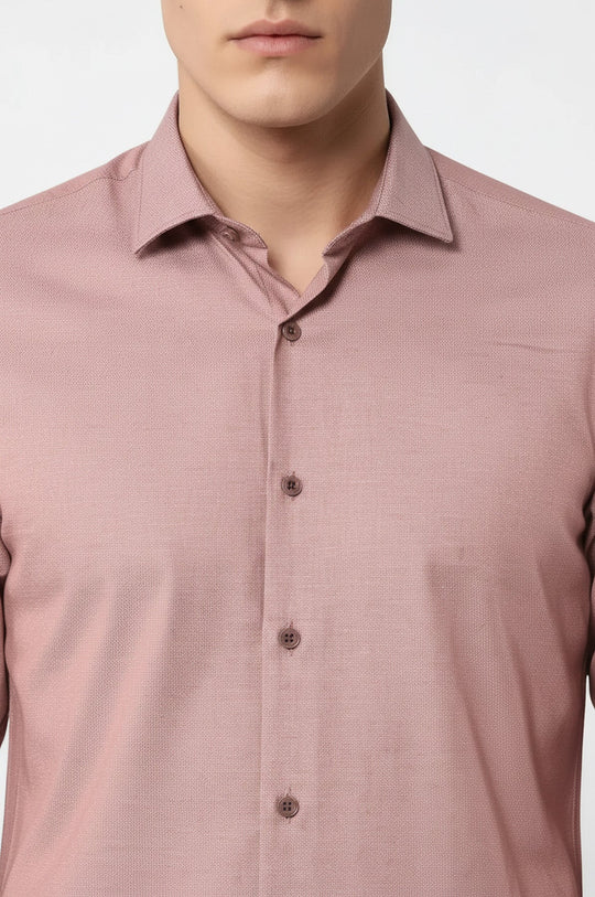 Men's Brown Dot Patterned Slim Fit Long Sleeve Shirt | Wessi