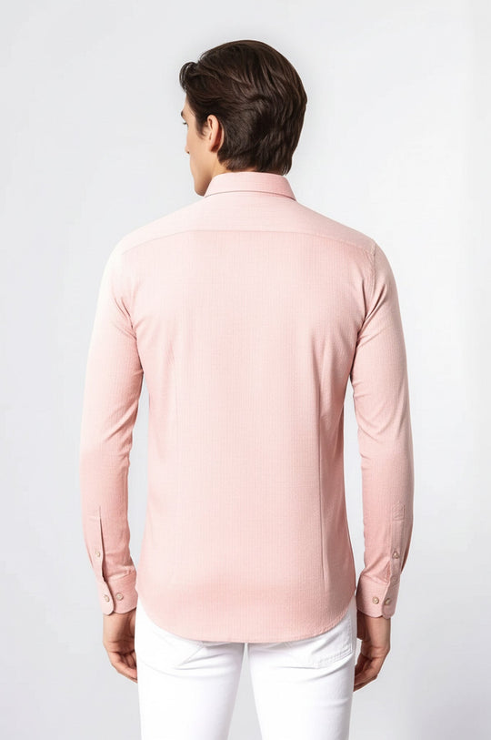 Men's Pink Patterned Slim Fit Short Sleeve Shirt | Wessi