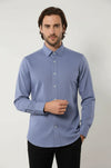 Men's Blue Plain Slim Fit Linen Shirt | Wessi