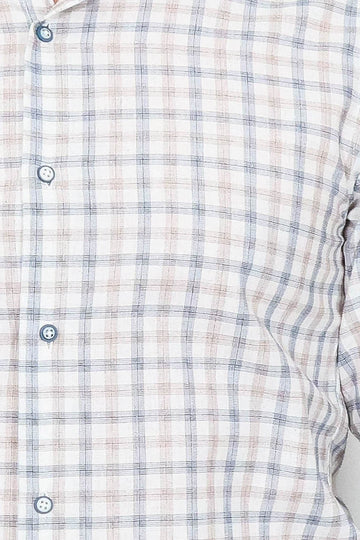 Check Slim Fit Cream Shirt | Wessi