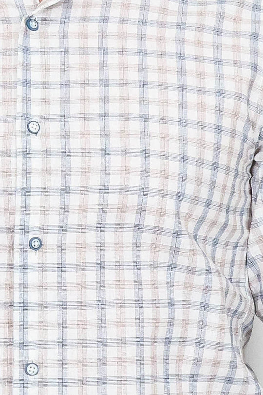 Check Slim Fit Cream Shirt | Wessi