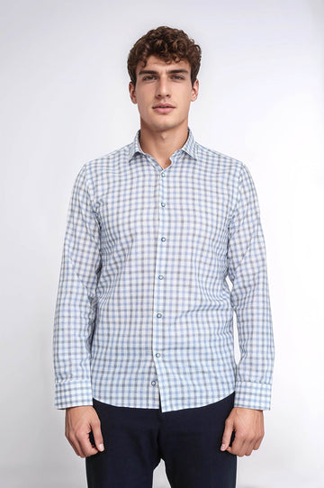 Check Slim Fit Blue Shirt | Wessi