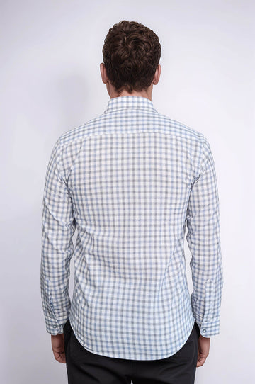 Check Slim Fit Blue Shirt | Wessi
