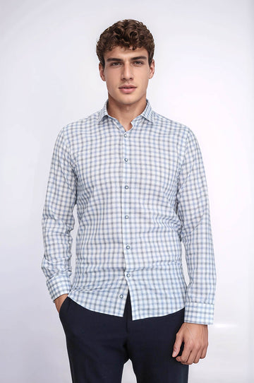 Check Slim Fit Blue Shirt | Wessi