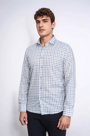 Check Slim Fit Blue Shirt | Wessi