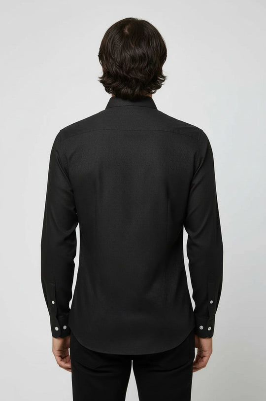 Men's Dark Green Self-Patterned Slim Fit Long Sleeve Shirt | Wessi