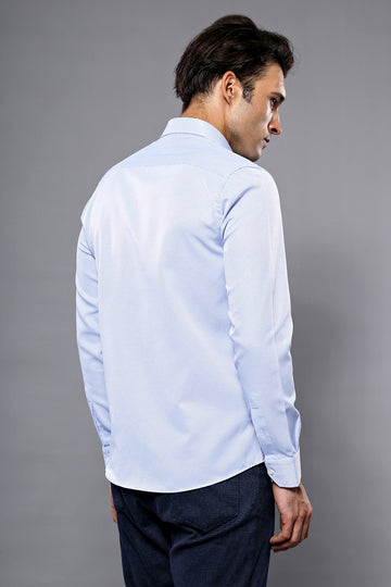 Men's Blue Dot Pattern Slim Fit Shirt | Wessi