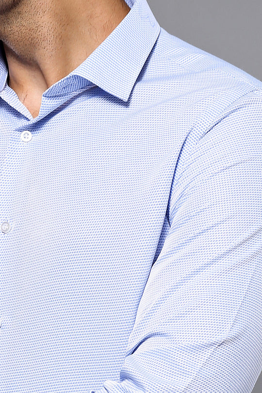 Men's Blue Dot Pattern Slim Fit Shirt | Wessi