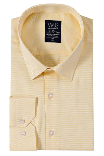 Men's Yellow Dot Pattern Slim Fit Shirt | Wessi