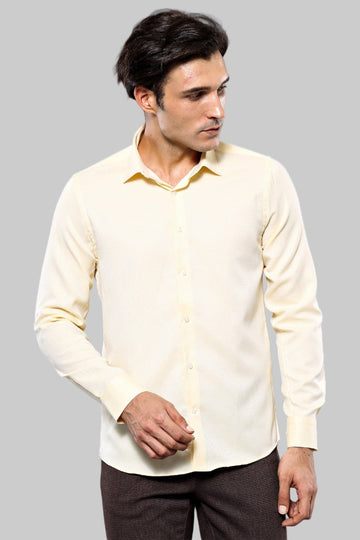 Men's Yellow Dot Pattern Slim Fit Shirt | Wessi