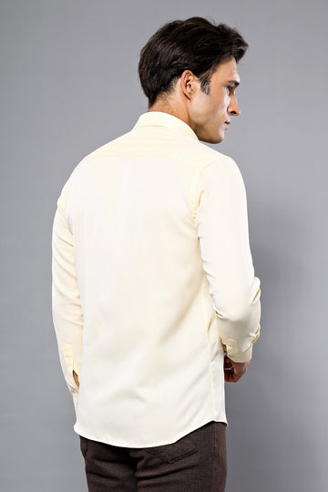 Men's Yellow Dot Pattern Slim Fit Shirt | Wessi