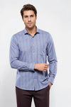 Men's Blue Plaid Slim Fit Casual Shirt | Wessi