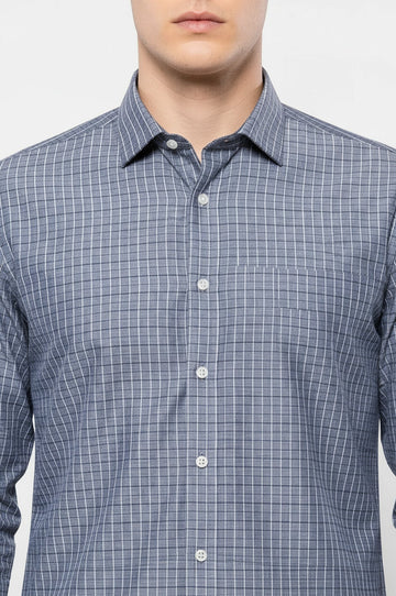 Men's Grey Plaid Slim Fit Shirt | Wessi